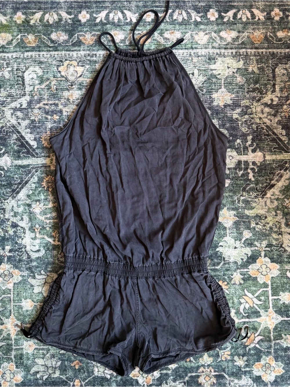 Women’s Lululemon Heat the Street Black Open Back Ruched Romper M